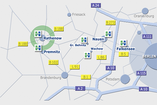 Anfahrt Klinik Rathenow