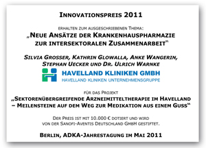 Urkunde Innovationspreis