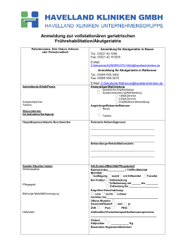 Anmeldung zur vollstationären geriatrischen Frührehabilitation 2025