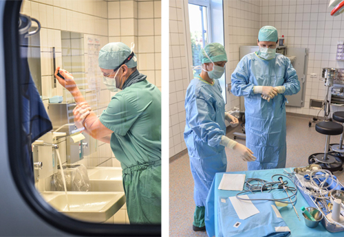 Dr. Lehsnau in der Urologie Klinik Nauen bei der OP Vorbereitung