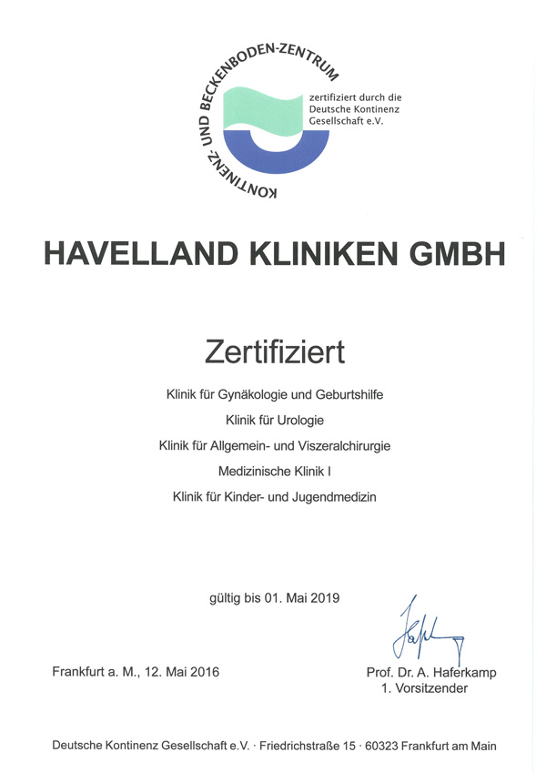 Zertifikat Deutsche Kontinenz Gesellschaft e.V.