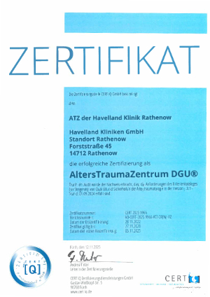 Zertifikat AltersTraumaZentrum DGU®