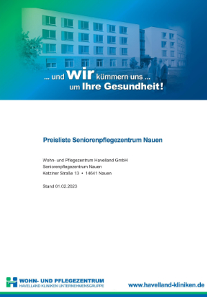 Preisliste Seniorenpflegezentrum Nauen