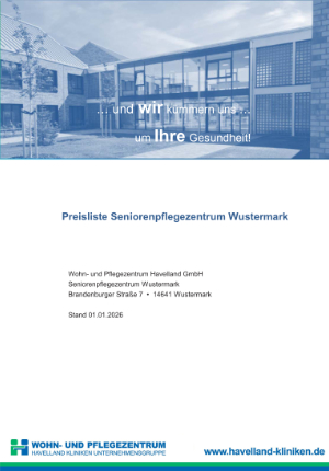 Preisliste Seniorenpflegezentrum Wustermark