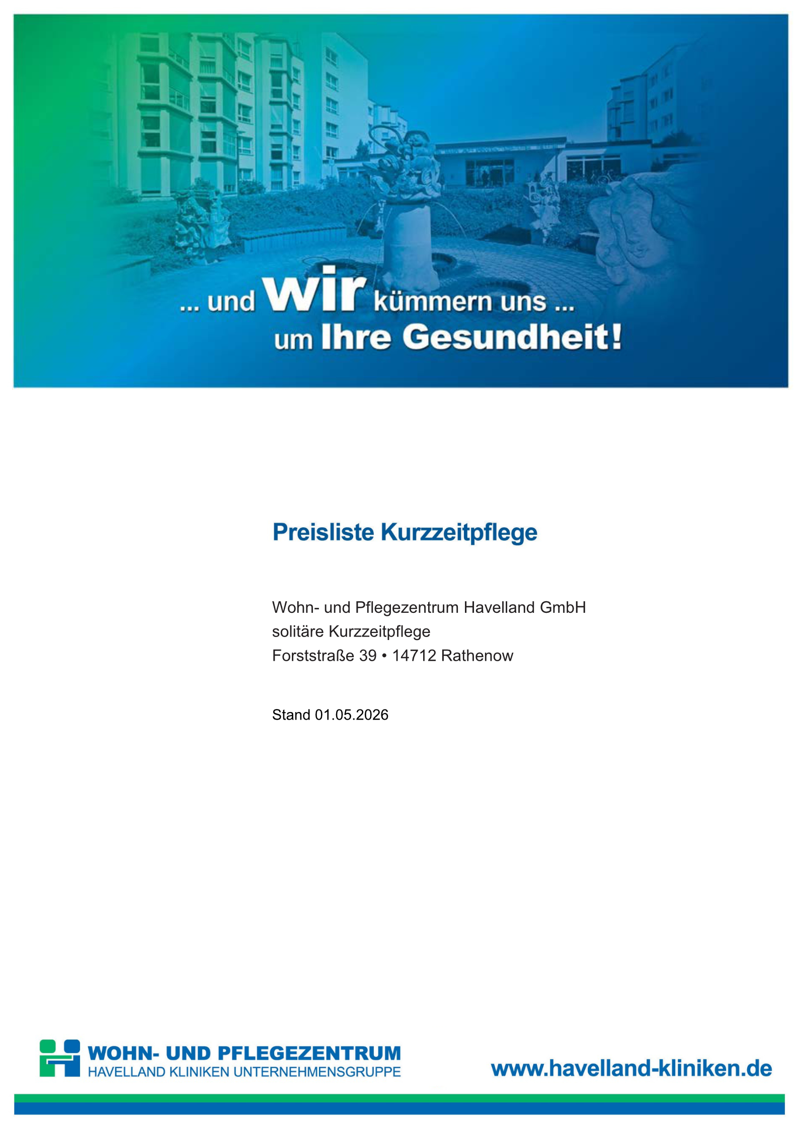 Preisliste Kurzzeitpflege